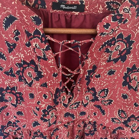 Madewell assam silk floral lace up dress size M - Picture 6 of 11